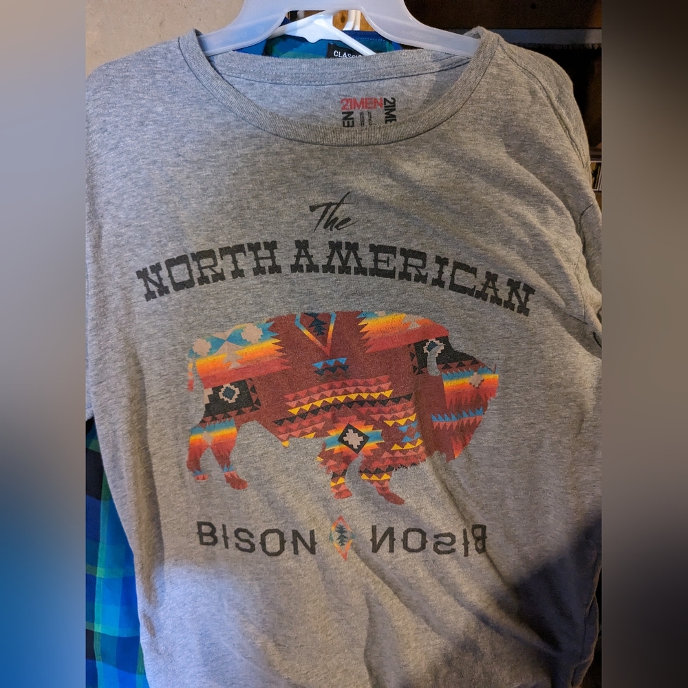Bison Print Shirt Colorful Pattern XL